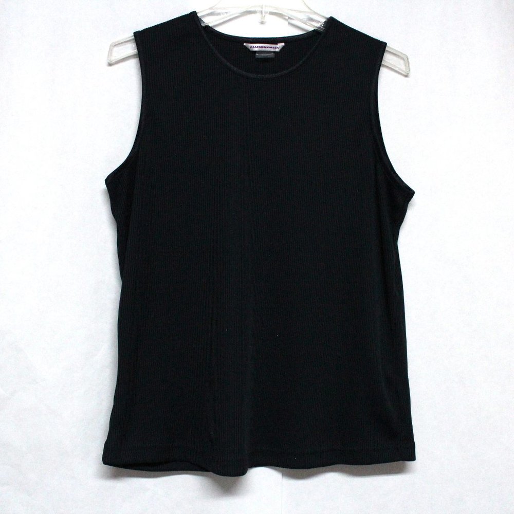 Women's Large Allison Daley Sleeveless Solid Dark Blue Shell Top or Blouse
